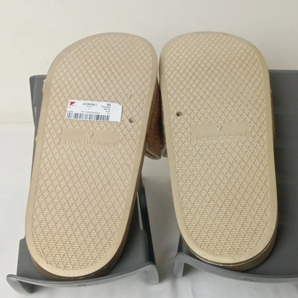 True Religion Gold And Black Blinging Jasmin Slides US 9 - Picture 3 of 16